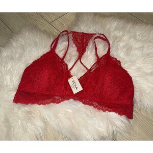 Soma TellTale The Lover Bralette Bra Lace Lined Strappy WF Womens L Large Red